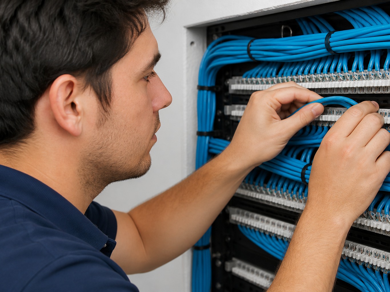 Labeled structured cabling in a network rack